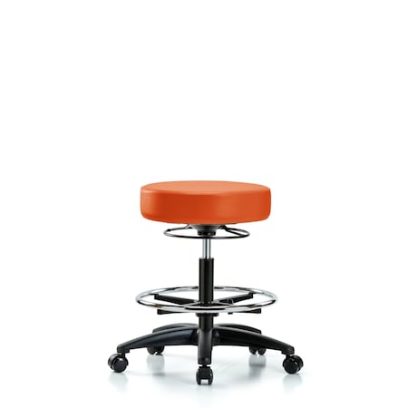 Vin Stool without Back-Medium Bench Ht with Chr Foot Ring and Casters in Orange Kist Trailblazer Vin