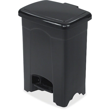 4 gal Rectangular Step-On Can, Black, Step-On, Plastic, 12 1/4 in