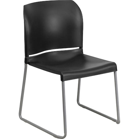 Black Plastic Sled Stack Chair
