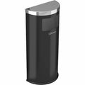 9 Gallon Half-Round Side-Entry Trash Can, Black Steel