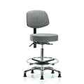 Rutledge Fab Stool with Back Chr-High Bench Height with Chr Foot RingandStat Glides in Gray Fab