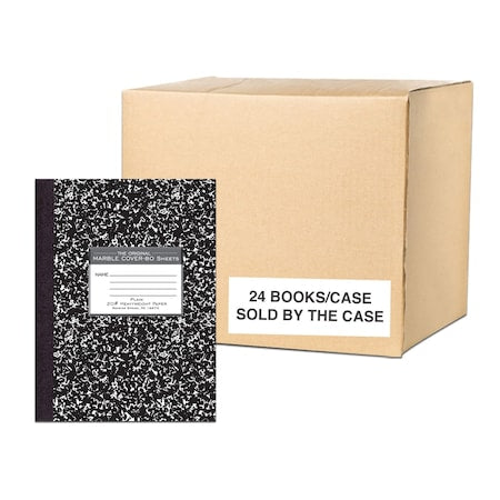 Case of Signature Black Marble Composition Notebooks, Unruled Blank, 80 sht, Oversized 10.25"x7.88", PK24