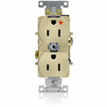 Straight Blade Receptacle, 5-15R, 15 A, 125V AC, 2 Pole, 3 Wire, Flush Mount, Single, Ivory