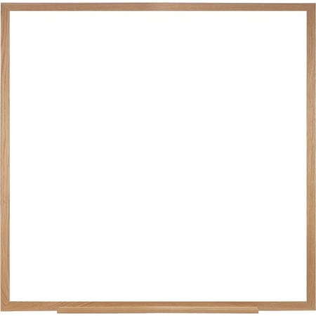Dry Erase Board, Porcelain, 48 5/8 in, 144 5/8 in, Wood Frame, White, Matte