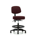 Rutledge Fab Stool with Back-Medium Bench Height with Black Foot RingandStat Glides in Burgundy Fab