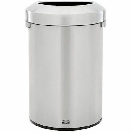 Refine 21 gal Half-Round Indoor Metal Can, Silver, None, Stainless Steel, Not Applicable