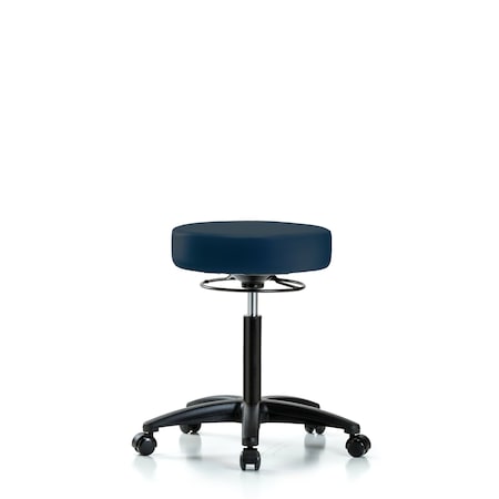 Rutledge Vinyl Stool without Back - Medium Bench Height with Casters in Imp Blue Trailblazer Vinyl