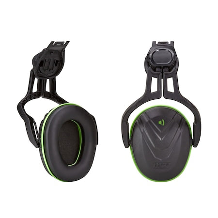 V-Gard Hard Hat-Mounted Earmuffs, NRR 22 dB, Foam Cushion, Green/Black, For Use With Cap Style Hats