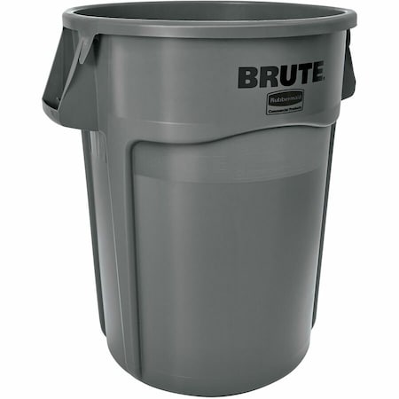BRUTE 44 gal Round Heavy Duty Plastic Can, Gray, None, Plastic