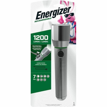 Rechrge Hndhld Light, Silver, Alum, 1200lm