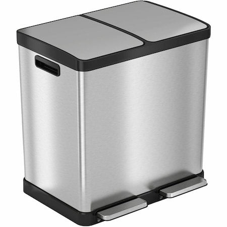 16 Gal Combo Recycle Bin and Trash Can, Stainless Steel