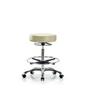 Vin Stool without Back Chr-High Bench Ht with Chr Foot RingandCasters in Adobe White Trailblazer Vin