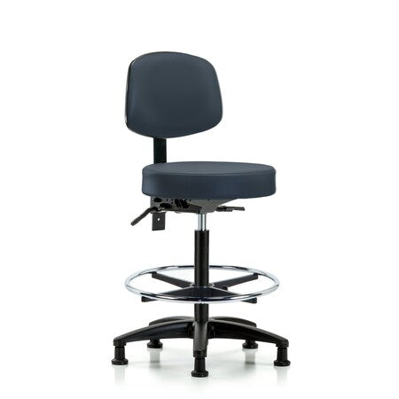 Vin Stool with Back-High Bench Height with Chr FRandStat Glides in Imperial Blue Trailblazer Vin