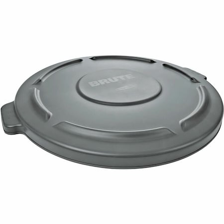BRUTE(R) 10 gal Trash Can Lid, Flat Gray, Resin, 0 Openings 16 in W/Dia