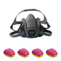 Half Mask Respirator Kit: 4 Combo Cartridges Included, Acid Gas/Organic Vapor/P100, Size L