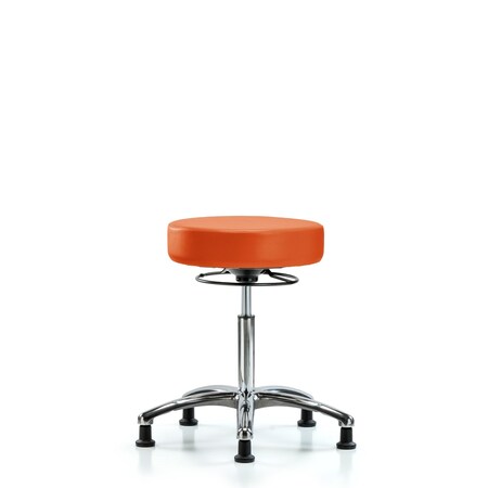 Vin Stool without Back Chrome-Medium Bench Ht with Stationary Glides in Orange Kist Trailblazer Vin