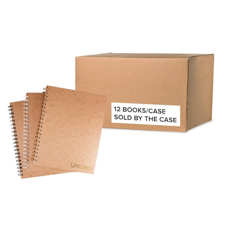 Case of Unruled Notebook, 8"x10.5", 70 Unlined sht, Environmentally Sustainable, Visual Notetaking, PK12
