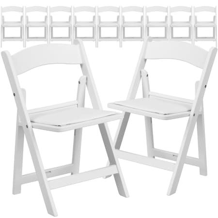 Kids White Resin Folding Chair with White Vinyl Padded Seat, PK11
