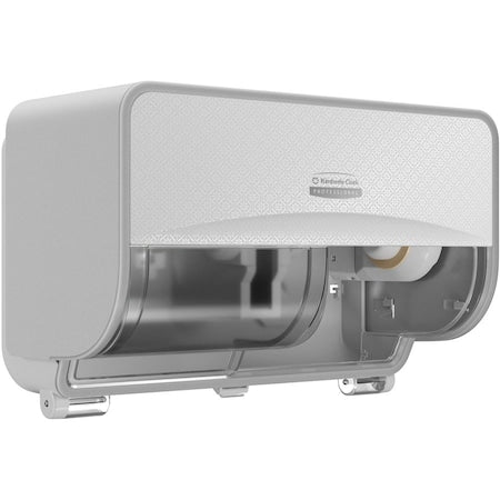 Toilet Paper Dispenser, Coreless, Horizontal Double Roll, Plastic, White