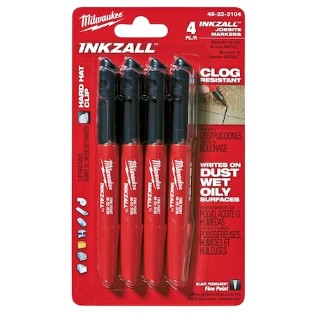 Ink Industrial Marker, Black, Bullet, PK4