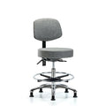 Fab Stool with Back Chr-Medium Bench Height with Seat Tilt, Chr Foot Ring, andStat Glides in Gray Fab