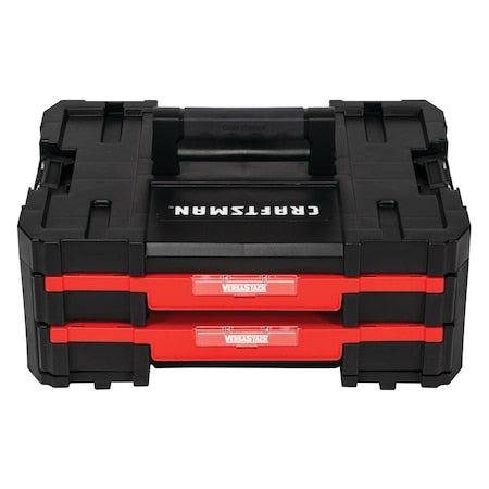 VERSASTACK Double Shallow Drawers, Black/Red, Plastic