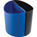 Half-Round Recycling Receptacle, Black/Blue, Plastic, 13" Dia