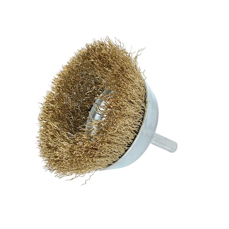 Cup Brush, 2 3/4"Dia., Brass Bristle