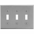 Toggle Switch Wall Plate, Number of Gangs: 3 Plastic, Satin Finish, Graphite