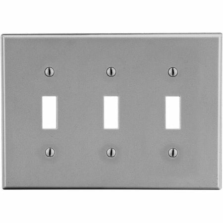 Toggle Switch Wall Plate, Number of Gangs: 3 Plastic, Satin Finish, Graphite
