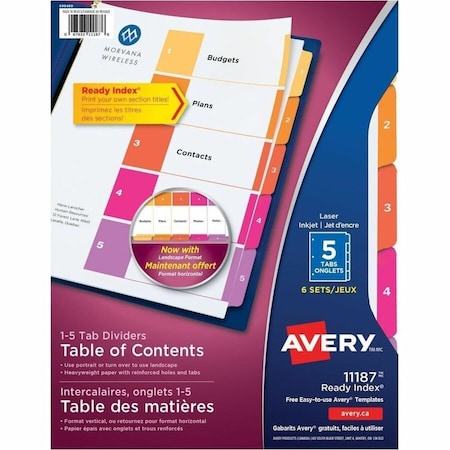 5 Tab Index Dividers, PK6