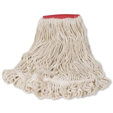 5 in String Wet Mop, 18 oz Dry Wt, Side Gate Connection, Looped-End, White, Cotton/Synthetic