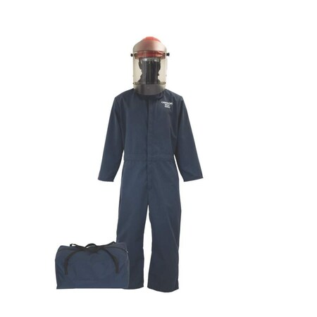 Arc Flash Clothing Kit, 12 Cal, Includes Balaclava, Coverall, Hard Cap w/Face Shield, Navy, 2XL