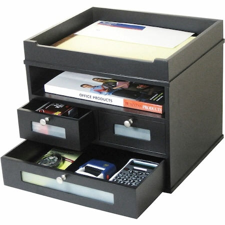 Drawer with Letter Tray, Black, Wood, 12 3/4 in W, 10 5/8 in L, 10 7/8 in H, 10.6" D
