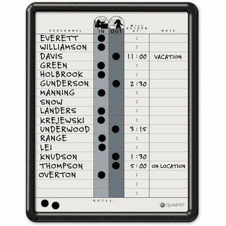 In/Out Board, Porcelain, 14 in, 11 in, Plastic Frame, White/Gray, Gloss