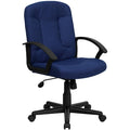 Contemporary Chair Navy Mid-Back Exec Chair, Fixed Arms, 17-1/4" to 21-1/4" Height, Fabric, Navy