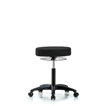 Rutledge Fabric Stool without Back - Medium Bench Height with Casters in Black Fabric