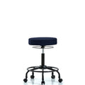 Rutledge Fab Stool without Back - Med Bench Height with Round Tube Base and Casters in Navy Fab
