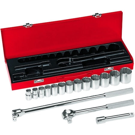 1/2" Drive Socket Wrench SAE 16 Pieces 7/16 in to 1 1/4 in , Chrome