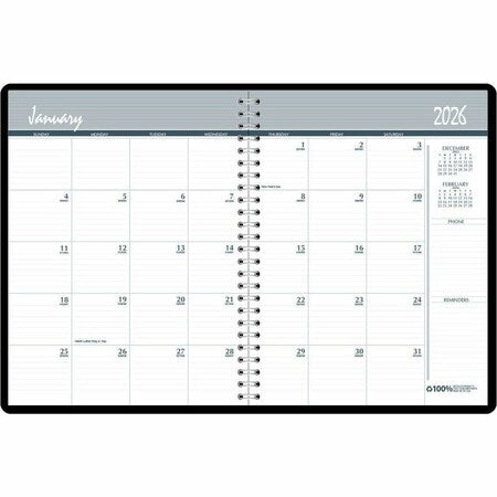 Recycled Ruled Monthly Planner, 11 x 8.5, Blue Cover, 14-Month: Dec 2024 to Jan 2026