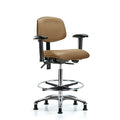 High Bench Chair Chair, Vin, Hi Ben, Chr AA CF Glides, Taupe, Adjustable Arms, 26" to 35-1/2" Height