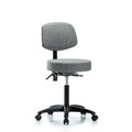 Rutledge Fabric Stool with Back - Medium Bench Height with Seat Tilt and Casters in Gray Fabric