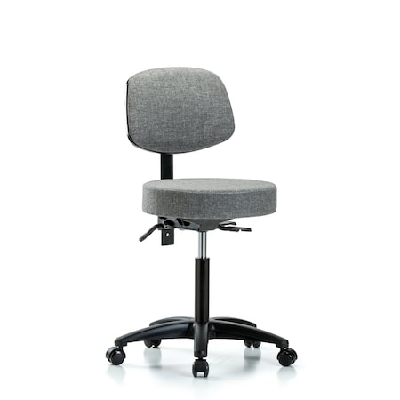 Rutledge Fabric Stool with Back - Medium Bench Height with Seat Tilt and Casters in Gray Fabric