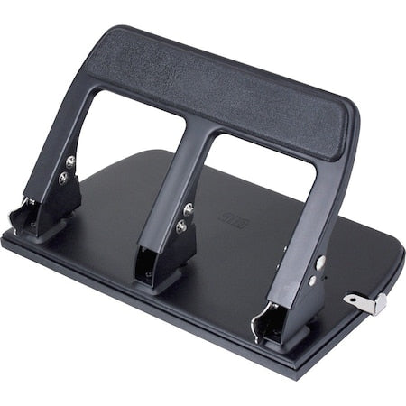 Heavy Duty Paper Punch, Three Hole, Blk