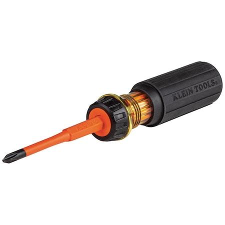 Flip-Blade Insulated Screwdriver, 2-in1, Ph Bit No 2, Sl Bit 1/4-Inch