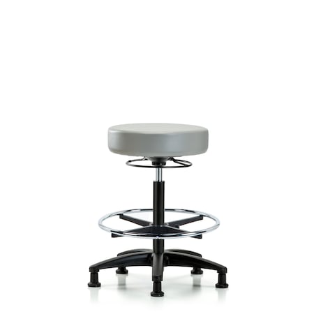 Vin Stool without Back-High Bench Height with Chr Foot Ring and Stat Glides in Dove Trailblazer Vin