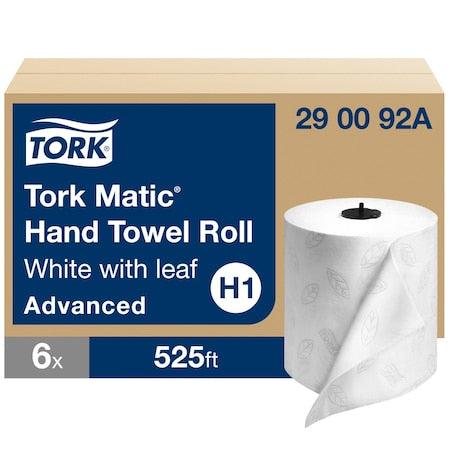 Hardwound Paper Towel Roll, 2 Ply, Continuous Roll Sheets, 525 ft, White, 6 PK