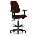 High Bench Chair Adjustable Arms, 26" to 35" Height, Vinyl, Burgundy