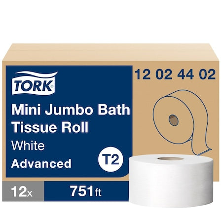 Jumbo Core, 2 Ply, Continuous Sheets, White, 12 PK