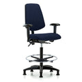 High Bench Chair Fab Hi Ben Chair, Med, Bk, AA, CF, Glds, Navy, Adjustable Arms, 26" to 35-1/2" Height